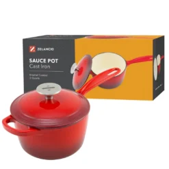 Zelancio 2 Quart Enameled Cast Iron Sauce Pan With Lid HOME GOODS