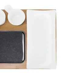 Zelancio HOME GOODS Ceramic Serving Plate For Lava Hot Stone Cooking Set, Set Of 2 Plates
