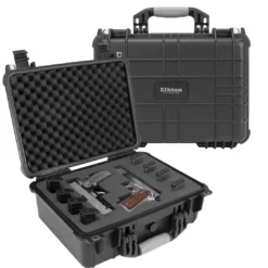Elkton Outdoors HARD 4 PISTOL GUN CASE WITH LOCKING HOLES & AUTO PRESSURE ADJUSTMENT