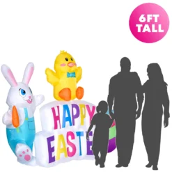 Holidayana LAWN & GARDEN DECOR 6ft Tall "Happy Easter" Sign Lawn Inflatable, Bright Lights, Built-in Fan, And Included Stakes And Ropes
