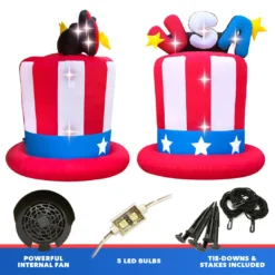 Holidayana 6ft Tall Fourth Of July USA Hat Yard Inflatable