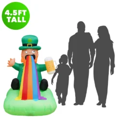 Holidayana Holiday Decorations 6ft Tall Saint Patrick's Day Puking Leprechaun Lawn Inflatable, Bright Lights, Built-in Fan, And Included Stakes And Ropes