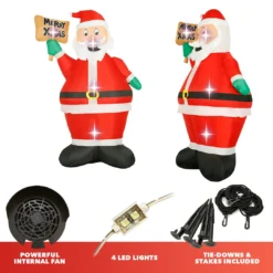Holidayana HOME GOODS 8 Ft Inflatable Christmas Santa With Sign Outdoor Decoration
