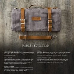 Zelancio Waxed Canvas Knife Roll Bag With 9 Knife Slots And 4 Pockets For Additional Tools And Accessories, Ultra Portable And Safe, Fits All Knife Sets