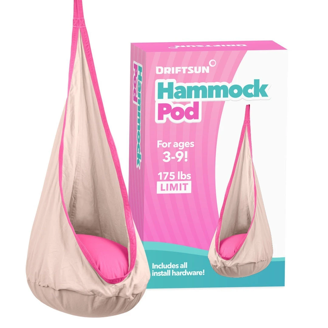 Driftsun Kids Indoor And Outdoor Hammock Pod Package, Green Trim 9 Driftsun Kids Indoor And Outdoor Hammock Pod Package, Green Trim