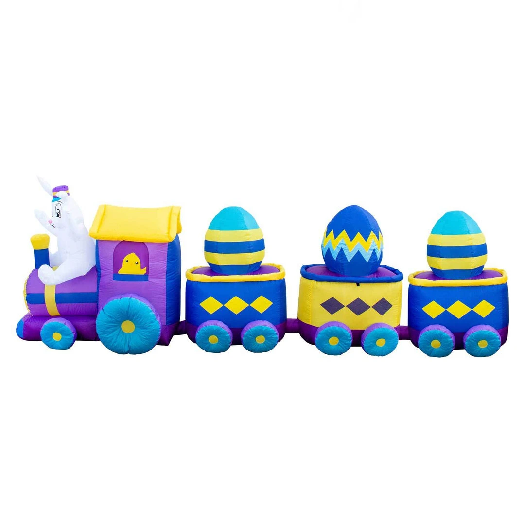 Holidayana Inflatable Easter Bunny Train Decoration With Engine And 3 Cars With Built-In Fan And LED Lights 3 Holidayana Inflatable Easter Bunny Train Decoration With Engine And 3 Cars With Built-In Fan And LED Lights