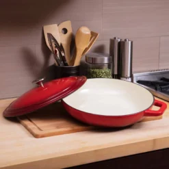 Zelancio HOME GOODS 3 Quart Enameled Cast Iron Casserole Dish With Lid