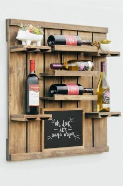 Atterstone Chalkboard Wine Rack Shelf With Stemware Slots: Holds 8 Glasses 13 Atterstone Chalkboard Wine Rack Shelf With Stemware Slots: Holds 8 Glasses