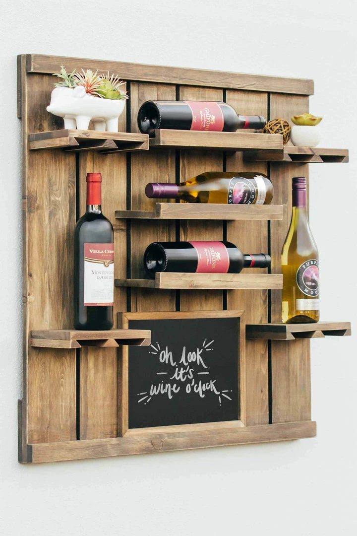 Atterstone Chalkboard Wine Rack Shelf With Stemware Slots: Holds 8 Glasses 4 Atterstone Chalkboard Wine Rack Shelf With Stemware Slots: Holds 8 Glasses