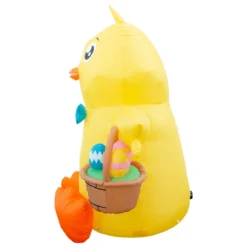 Holidayana Inflatable Easter Baby Chick With Easter Eggs Basket Decoration With Built-In Fan And LED Lights
