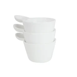 Zelancio Ramekin Dishes Set Of 3 Porcelain Ramekins In White With Handles, Ramekin Cups, Ramekin Bowls Are Perfect For Creme Brulee, Flan, Chicken Pot Pie, And French Onion Soup Microwave Safe HOME GOODS