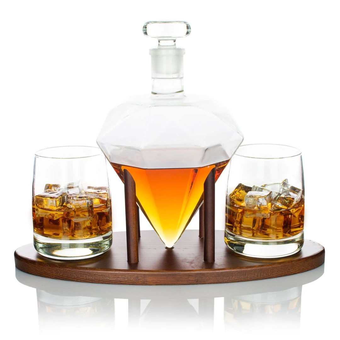 Atterstone Diamond Decanter Set With Whiskey Stones And Lowball Glasses 1 Atterstone Diamond Decanter Set With Whiskey Stones And Lowball Glasses