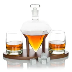 Atterstone Diamond Decanter Set With Whiskey Stones And Lowball Glasses