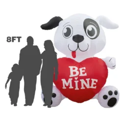 Holidayana Inflatable Valentines Day Dog With Heart Decoration With Built-In Fan And LED Lights