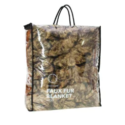 Moonstone Faux Wolf Fur Blanket With Button Straps And Storage Pocket, 54 Inches X 64 Inches HOME GOODS