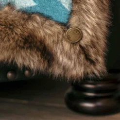 Moonstone Faux Wolf Fur Blanket With Button Straps And Storage Pocket, 54 Inches X 64 Inches HOME GOODS