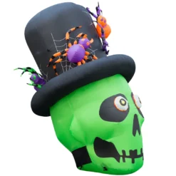Holidayana 6 Ft Inflatable Halloween Top Hat Skull Yard Decoration Lawn Inflatables