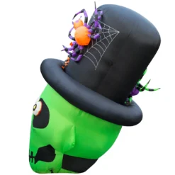 Holidayana 6 Ft Inflatable Halloween Top Hat Skull Yard Decoration Lawn Inflatables