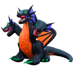 Holidayana 10 Ft Inflatable Halloween 3-Headed Dragon Yard Decoration