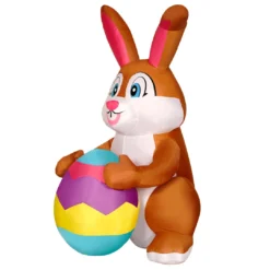 Holidayana LAWN & GARDEN DECOR 9ft Tall Easter Bunny With Egg Lawn Inflatable, Bright Lights, Built-in Fan, And Included Stakes And Ropes