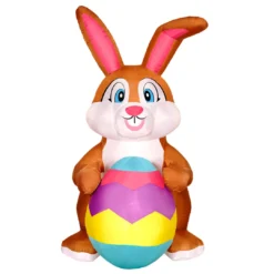 Holidayana LAWN & GARDEN DECOR 9ft Tall Easter Bunny With Egg Lawn Inflatable, Bright Lights, Built-in Fan, And Included Stakes And Ropes