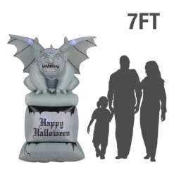 Holidayana 8 Ft Perched Stone Gargoyle On Pedestal Halloween Inflatable
