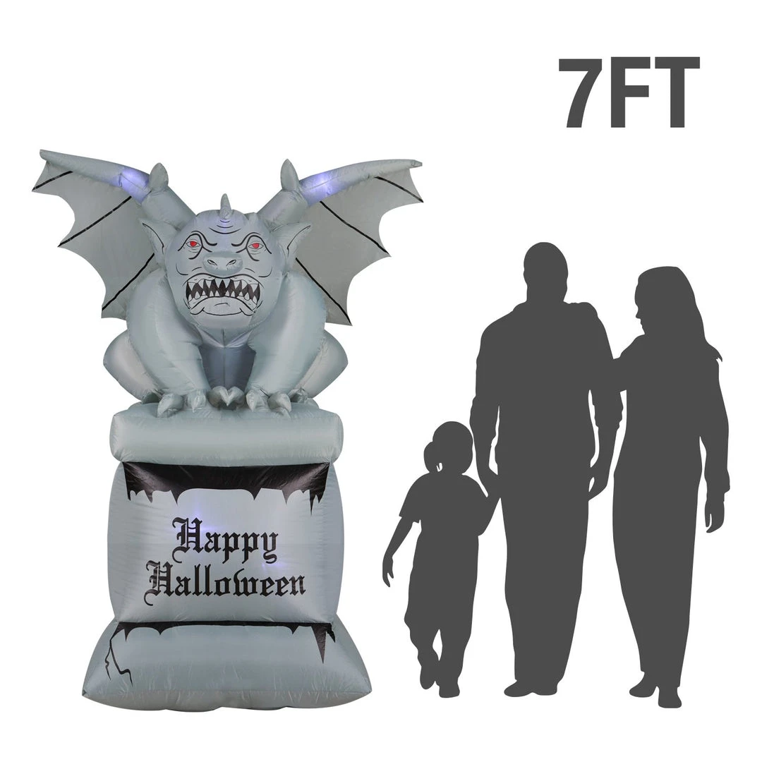 Holidayana 8 Ft Perched Stone Gargoyle On Pedestal Halloween Inflatable 2 Holidayana 8 Ft Perched Stone Gargoyle On Pedestal Halloween Inflatable