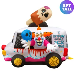 Holidayana 8 Ft Inflatable Halloween Clown Ice Cream Truck Yard Decoration 12 Holidayana 8 Ft Inflatable Halloween Clown Ice Cream Truck Yard Decoration