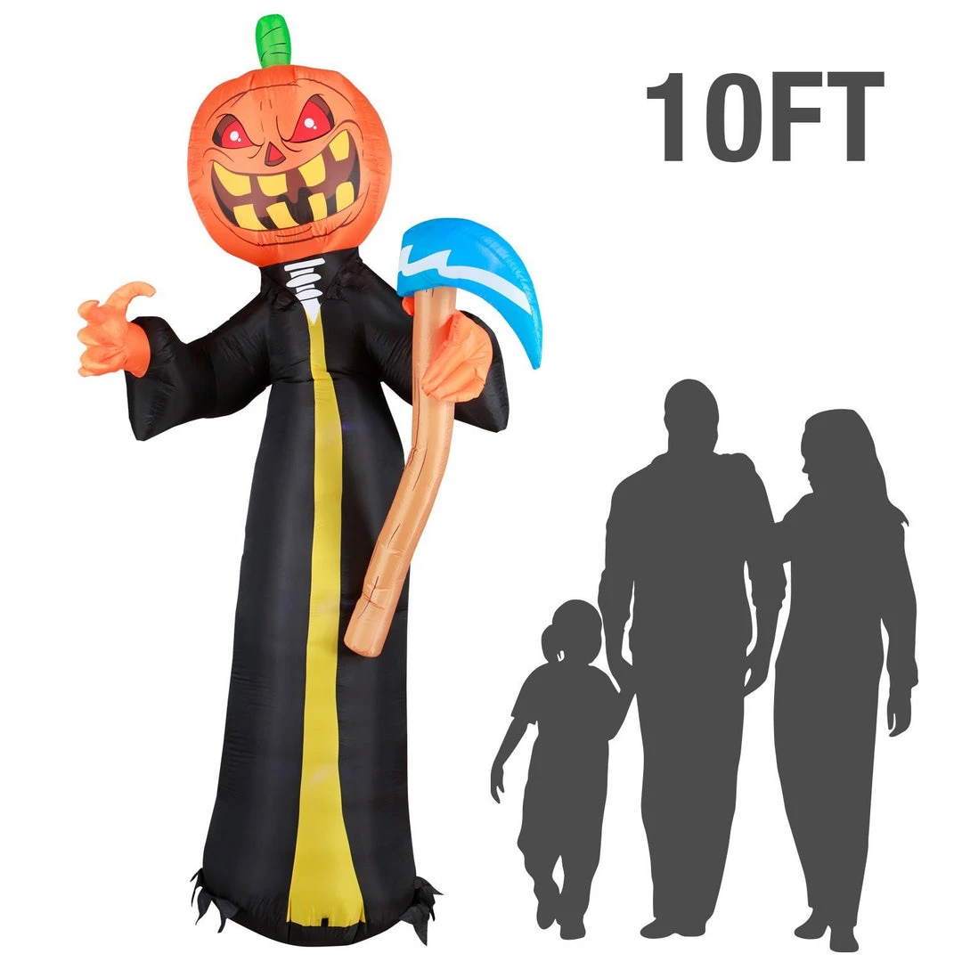 Holidayana 10 Ft Pumpkin Head Reaper With Scythe Halloween Inflatable HOME GOODS 2 Holidayana 10 Ft Pumpkin Head Reaper With Scythe Halloween Inflatable HOME GOODS