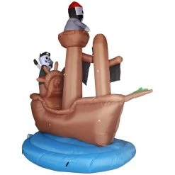 Holidayana HOME GOODS 10 Ft Wide Haunted Pirate Ship Halloween Inflatable