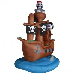 Holidayana HOME GOODS 10 Ft Wide Haunted Pirate Ship Halloween Inflatable