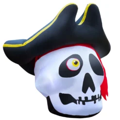 Holidayana 5 Ft Inflatable Halloween Pirate Skull Yard Decoration