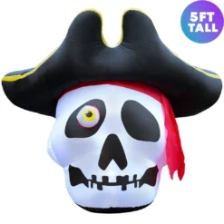 Holidayana 5 Ft Inflatable Halloween Pirate Skull Yard Decoration