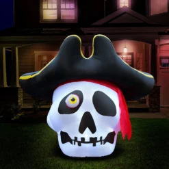 Holidayana 5 Ft Inflatable Halloween Pirate Skull Yard Decoration