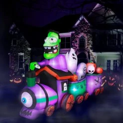 Holidayana HOME GOODS 10 Ft Long Runaway Graveyard Train Halloween Inflatable