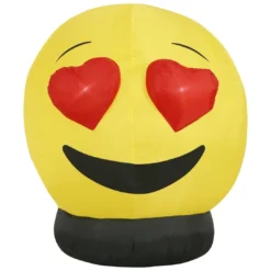 Holidayana HOME GOODS 4.5 Ft Heart Eyes Emoji Inflatable Yard Decoration With Built-in Bulbs, Tie-Downs, And Fan