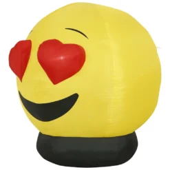 Holidayana HOME GOODS 4.5 Ft Heart Eyes Emoji Inflatable Yard Decoration With Built-in Bulbs, Tie-Downs, And Fan