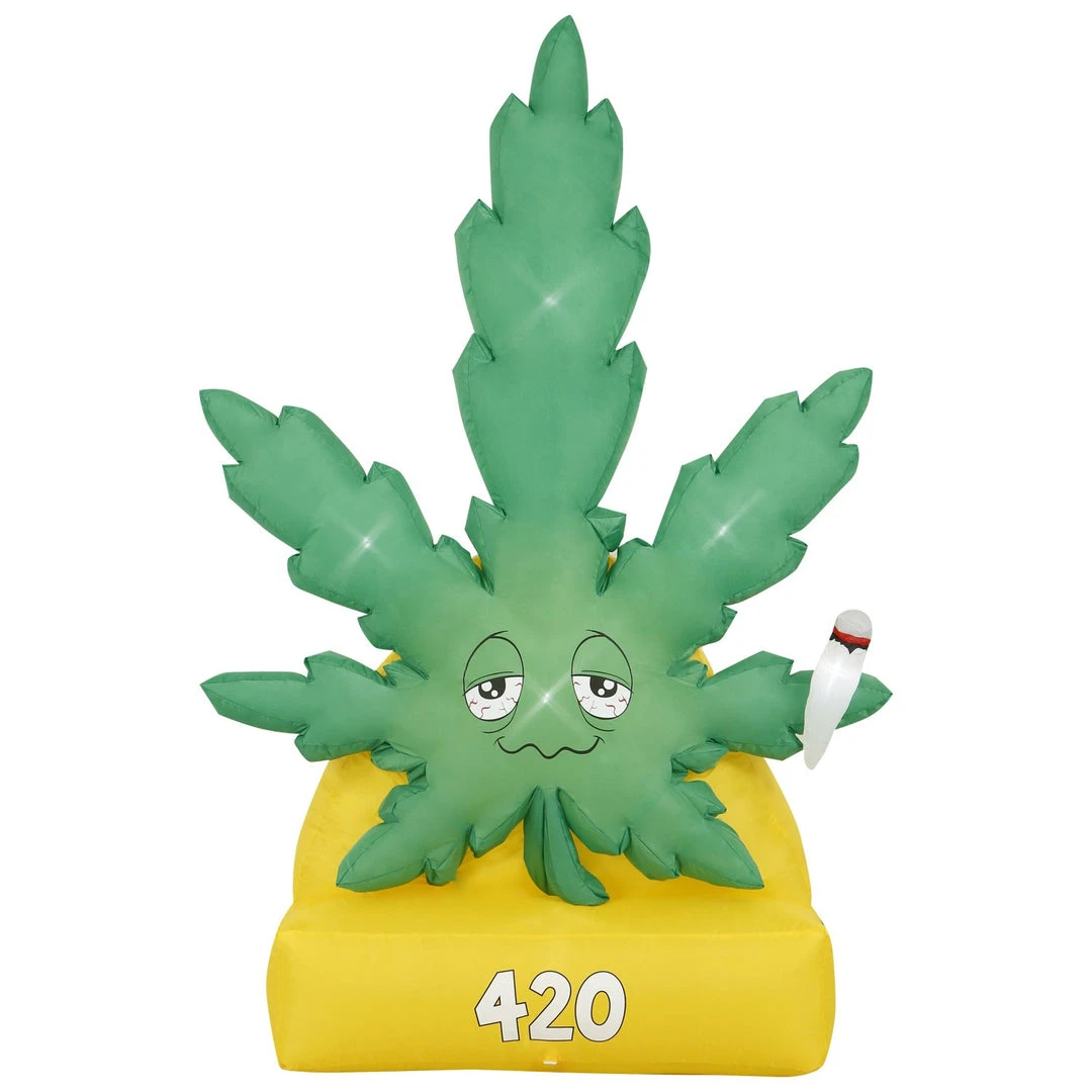 Holidayana 6 Ft Giant Weed Inflatable Yard Decoration With Built-in Bulbs, Tie-Downs, And Fan 2 Holidayana 6 Ft Giant Weed Inflatable Yard Decoration With Built-in Bulbs, Tie-Downs, And Fan