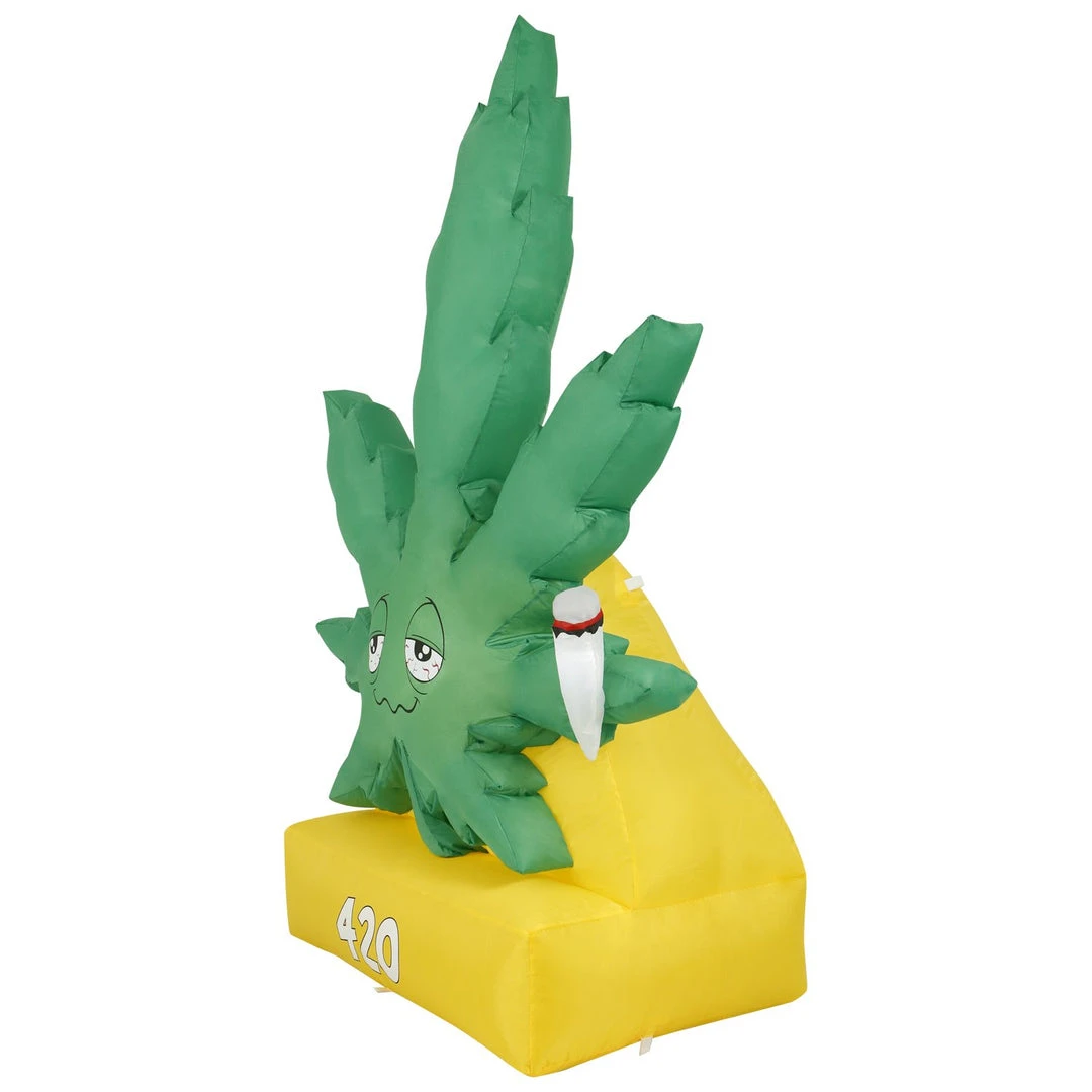 Holidayana 6 Ft Giant Weed Inflatable Yard Decoration With Built-in Bulbs, Tie-Downs, And Fan 6 Holidayana 6 Ft Giant Weed Inflatable Yard Decoration With Built-in Bulbs, Tie-Downs, And Fan