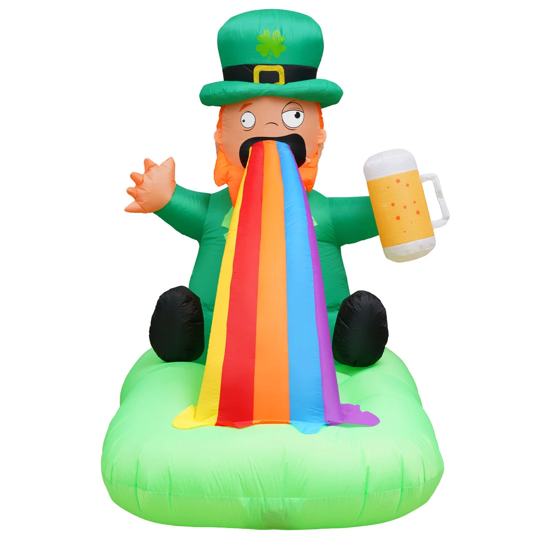 Holidayana Holiday Decorations 6ft Tall Saint Patrick's Day Puking Leprechaun Lawn Inflatable, Bright Lights, Built-in Fan, And Included Stakes And Ropes 5 Holidayana Holiday Decorations 6ft Tall Saint Patrick's Day Puking Leprechaun Lawn Inflatable, Bright Lights, Built-in Fan, And Included Stakes And Ropes