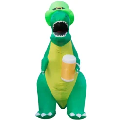 Holidayana Holiday Decorations 8ft Tall Saint Patrick's Day Leprechaun T-Rex Lawn Inflatable, Bright Lights, Built-in Fan, And Included Stakes And Ropes