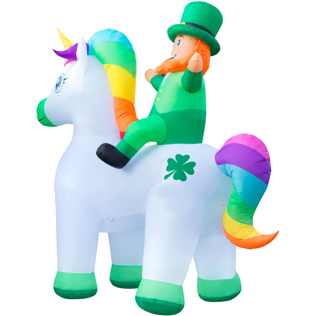 Holidayana 9ft Tall Saint Patrick's Day Leprechaun Riding Unicorn Lawn Inflatable, Bright Lights, Built-in Fan, And Included Stakes And Ropes Holiday Decorations 4 Holidayana 9ft Tall Saint Patrick's Day Leprechaun Riding Unicorn Lawn Inflatable, Bright Lights, Built-in Fan, And Included Stakes And Ropes Holiday Decorations