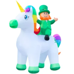 Holidayana 9ft Tall Saint Patrick's Day Leprechaun Riding Unicorn Lawn Inflatable, Bright Lights, Built-in Fan, And Included Stakes And Ropes Holiday Decorations 12 Holidayana 9ft Tall Saint Patrick's Day Leprechaun Riding Unicorn Lawn Inflatable, Bright Lights, Built-in Fan, And Included Stakes And Ropes Holiday Decorations