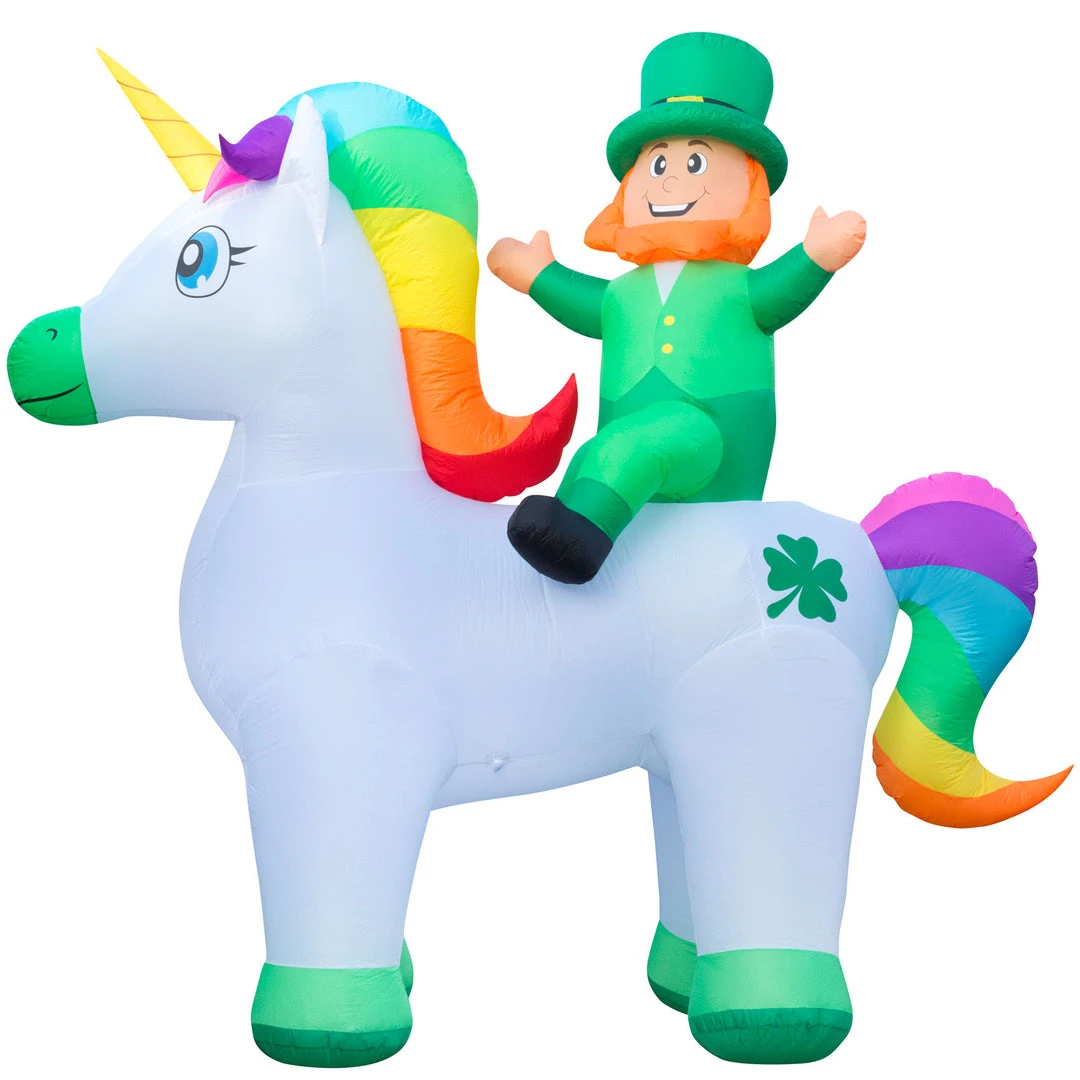 Holidayana 9ft Tall Saint Patrick's Day Leprechaun Riding Unicorn Lawn Inflatable, Bright Lights, Built-in Fan, And Included Stakes And Ropes Holiday Decorations 7 Holidayana 9ft Tall Saint Patrick's Day Leprechaun Riding Unicorn Lawn Inflatable, Bright Lights, Built-in Fan, And Included Stakes And Ropes Holiday Decorations