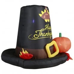 Holidayana Inflatable Pilgrim Hat Thanksgiving Decoration With Built-In Fan And LED Lights HOME GOODS