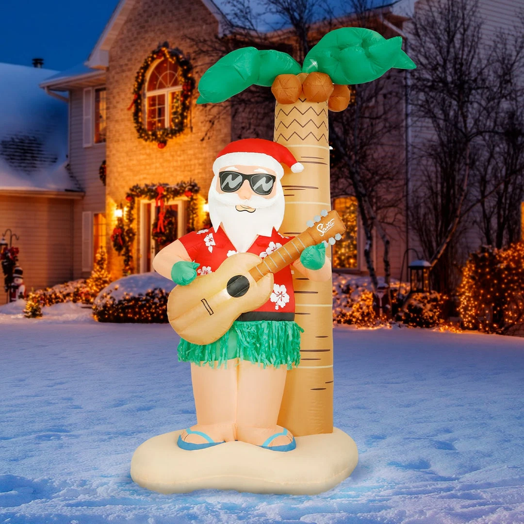 Holidayana 8 Ft Inflatable Christmas Hula Santa Outdoor Decoration With LED Lights, Fan, And Stakes HOME GOODS 2 Holidayana 8 Ft Inflatable Christmas Hula Santa Outdoor Decoration With LED Lights, Fan, And Stakes HOME GOODS