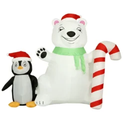 Holidayana HOME GOODS 8 Ft Inflatable Christmas Polar Bear Outdoor Decoration With LED Lights, Fan, And Stakes