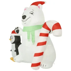Holidayana HOME GOODS 8 Ft Inflatable Christmas Polar Bear Outdoor Decoration With LED Lights, Fan, And Stakes