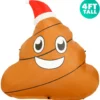 Holidayana 4 Ft Inflatable Christmas Poop Outdoor Decoration With LED Lights, Fan, And Stakes