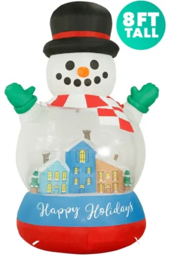 Holidayana HOME GOODS 8 Ft Inflatable Christmas Snow Globe Outdoor Decoration With LED Lights, Fan, And Stakes
